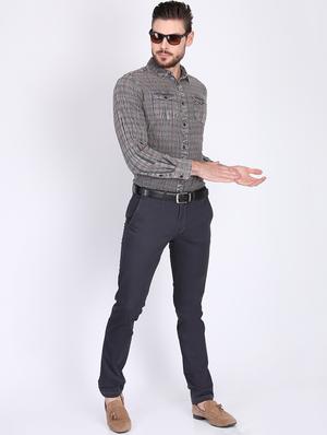 grey checkered casual shirt - 16702059 - Standard Image - 4