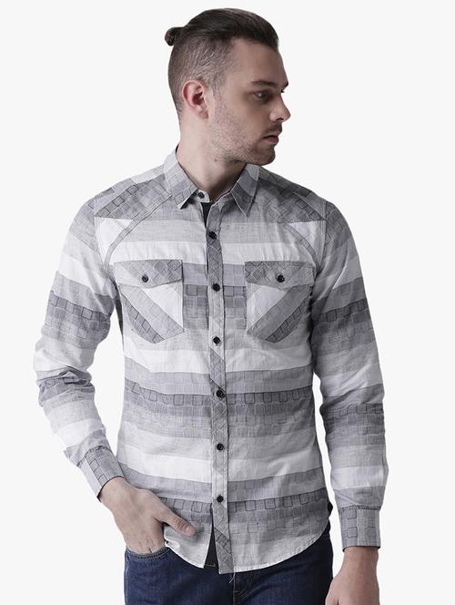 grey checkered casual shirt - 16702088 - Standard Image - 1