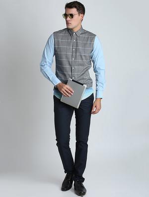 grey checkered casual shirt - 16702100 - Standard Image - 4