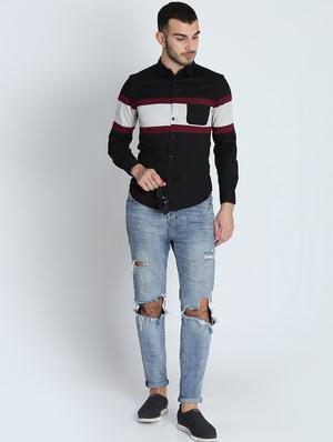 black color block casual shirt - 16702163 - Standard Image - 4