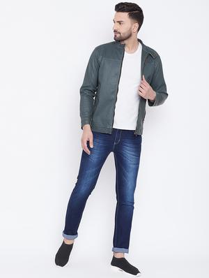 green solid biker jacket - 16702302 - Standard Image - 4
