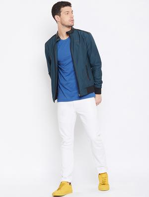 blue solid bomber jacket - 16702356 - Standard Image - 4
