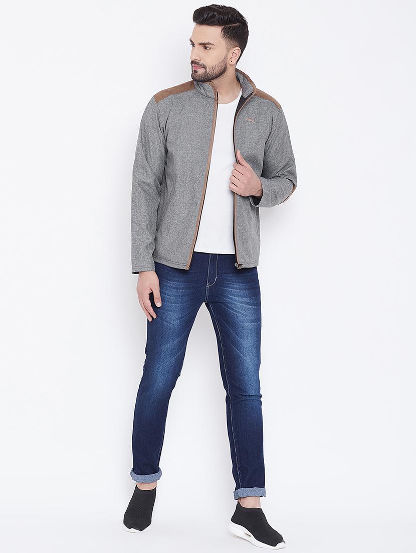 grey solid casual jacket - 16702358 - Zoom Image - 4