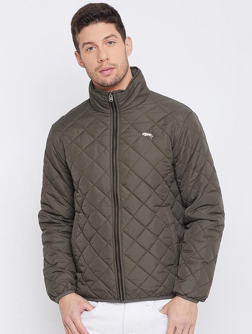 grey solid quilted jacket - 16702360 - Very Small Image - 1