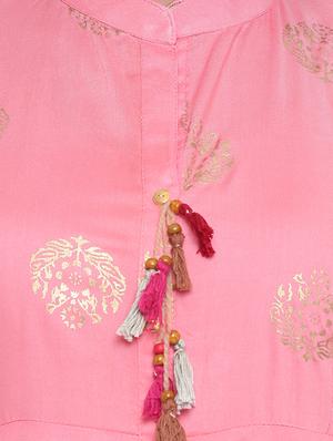 gold print high-low kurta - 16702738 - Standard Image - 4