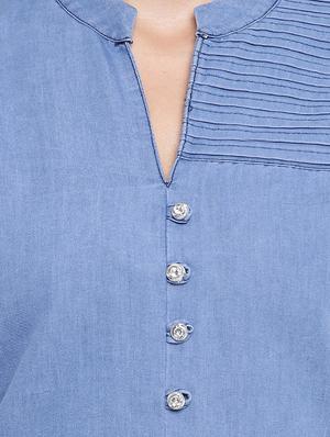 solid denim straight kurta - 16702760 - Standard Image - 4