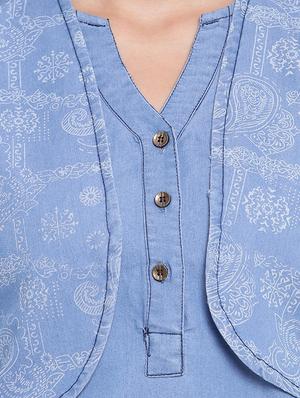 denim kurta with jacket kurta - 16702762 - Standard Image - 4