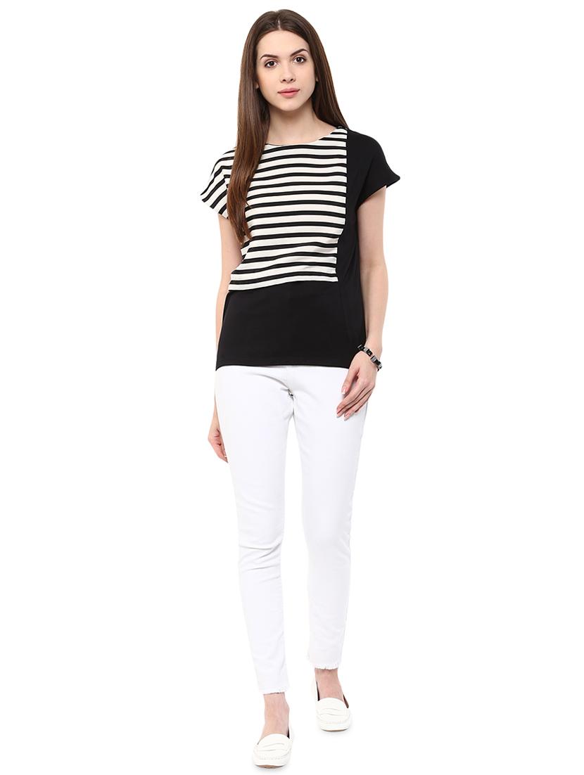 round neck striped top - 16703419 - Zoom Image - 4
