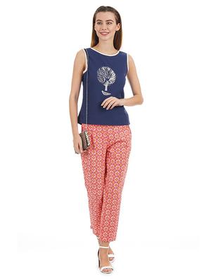 high rise printed cigarette pants trouser - 16704315 - Standard Image - 4
