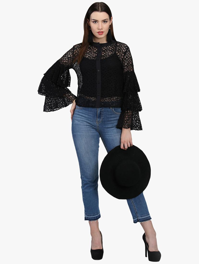 bell sleeved laced shirt - 16705126 - Zoom Image - 4
