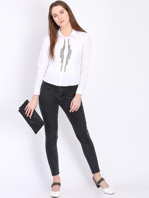 embellished detail solid shirt - 16705415 - Standard Image - 4
