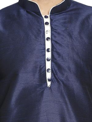 navy blue solid kurta pyjama set - 16705954 - Standard Image - 4