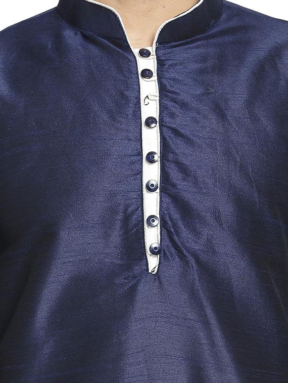 navy blue solid kurta pyjama set - 16705954 - Zoom Image - 4