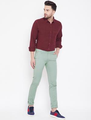 green solid chinos - 16706031 - Standard Image - 4