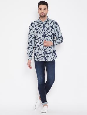 blue printed casual shirt - 16706067 - Standard Image - 4