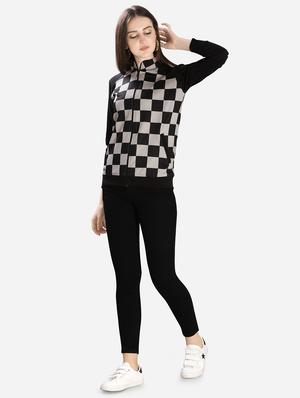 checkered sleeved mandarin neck jacket - 16706201 - Standard Image - 4