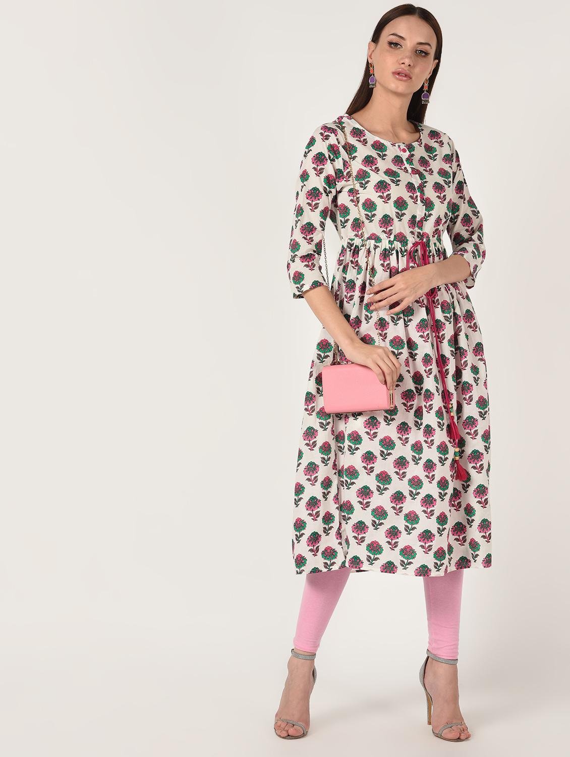 floral flared kurta - 16708021 - Zoom Image - 4