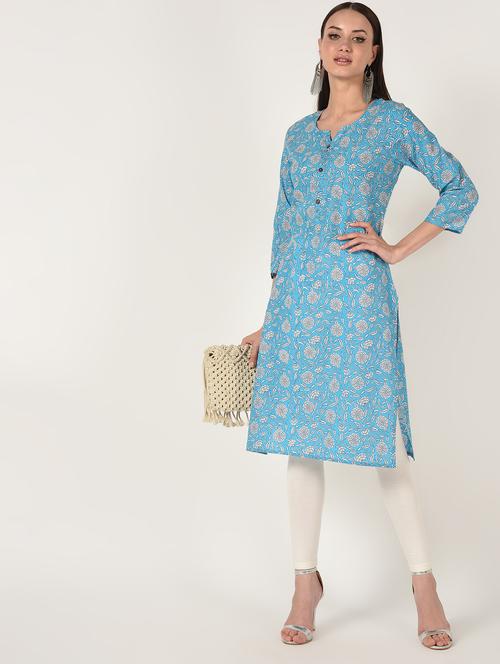 Floral straight kurta - 16708024 - Very Small Image - 1