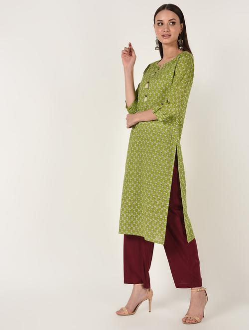 printed straight kurta - 16708025 - Standard Image - 1