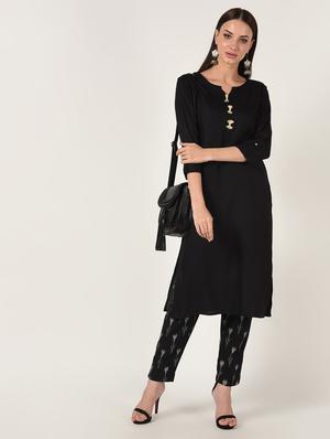 solid straight kurta - 16708026 - Standard Image - 4