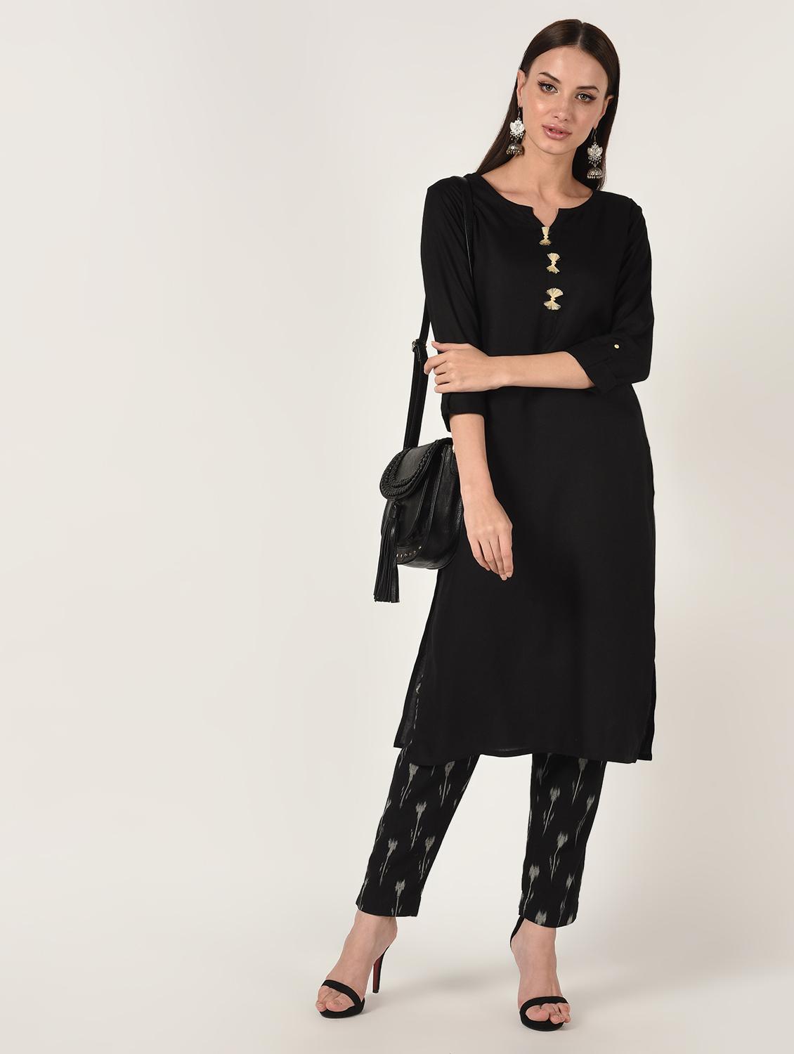 solid straight kurta - 16708026 - Zoom Image - 4