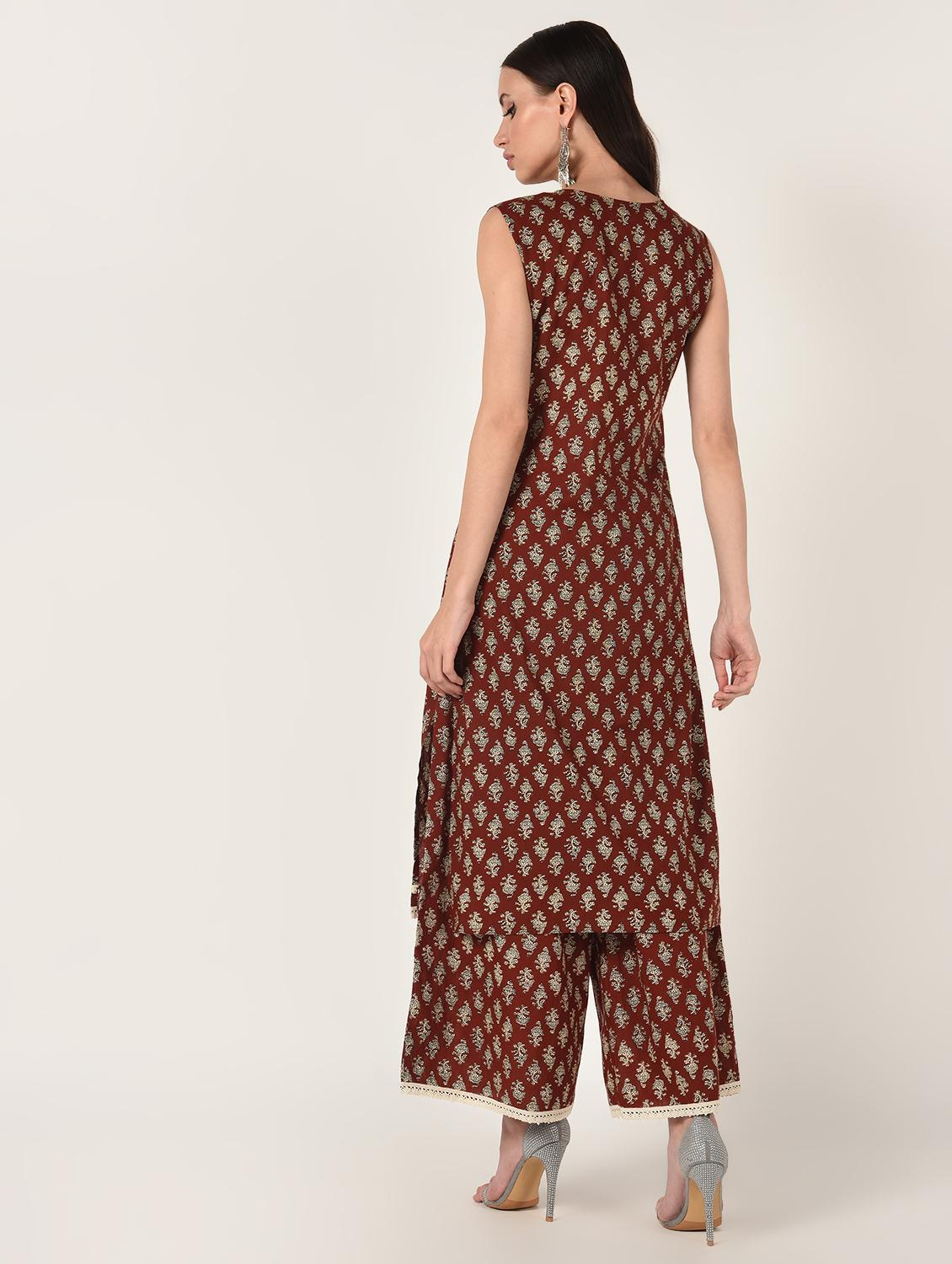 printed kurta palazzo set - 16708030 - Zoom Image - 4