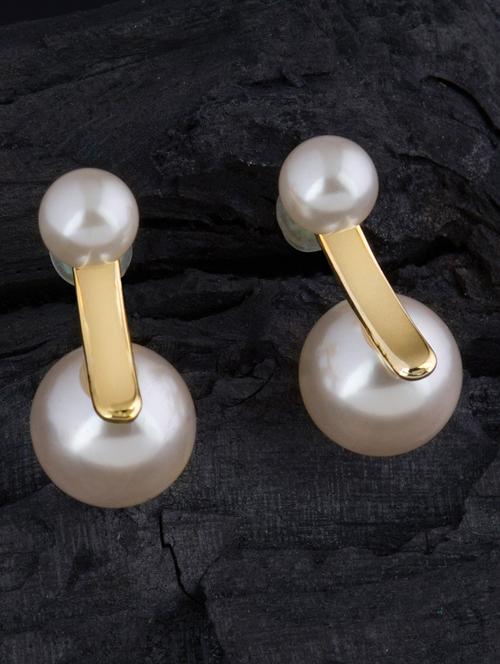 gold metal drop earring - 16708539 - Standard Image - 1