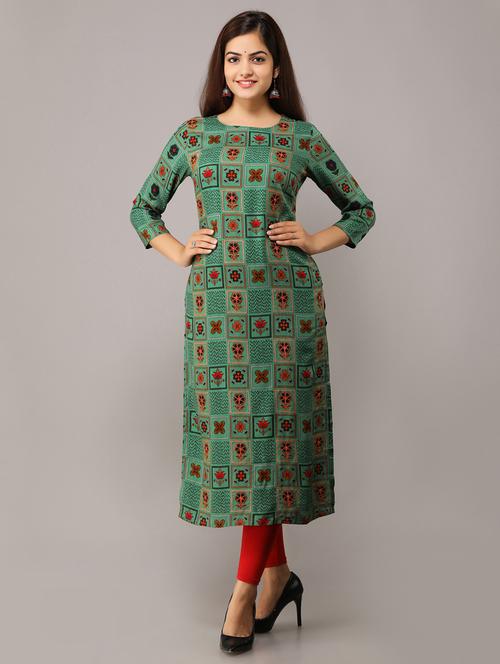 printed silk straight kurta - 16708856 - Very Small Image - 1