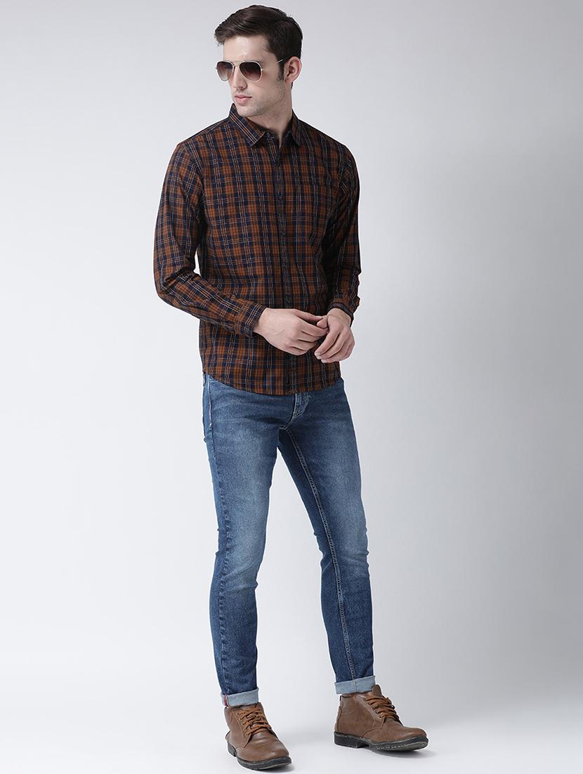 brown checkered casual shirt - 16709413 - Zoom Image - 4