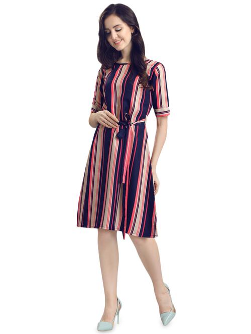 tie front striped a-line dress - 16709700 - Standard Image - 1