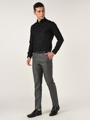 grey textured flat front formal trouser - 16709818 - Standard Image - 4