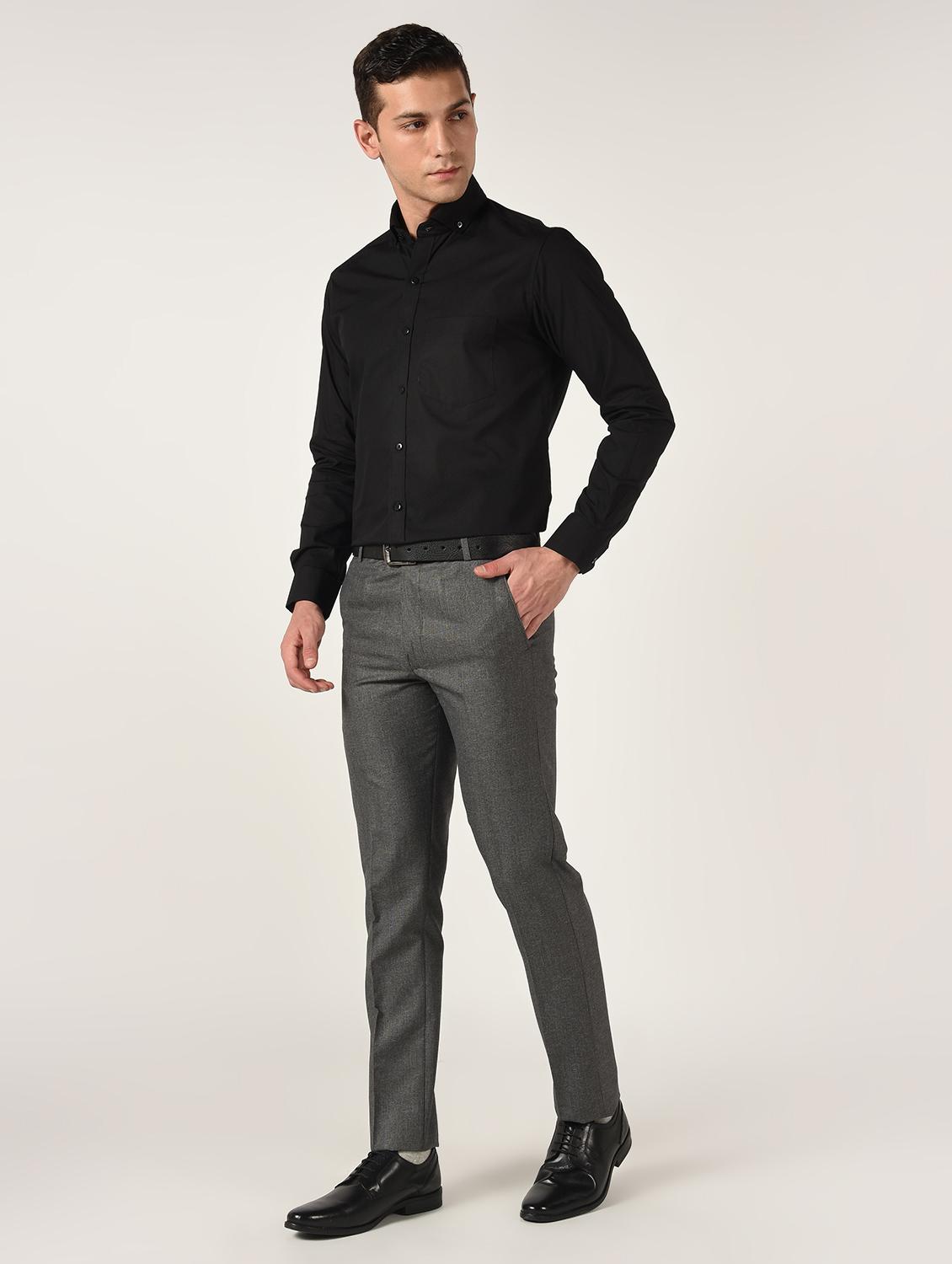 grey textured flat front formal trouser - 16709818 - Zoom Image - 4