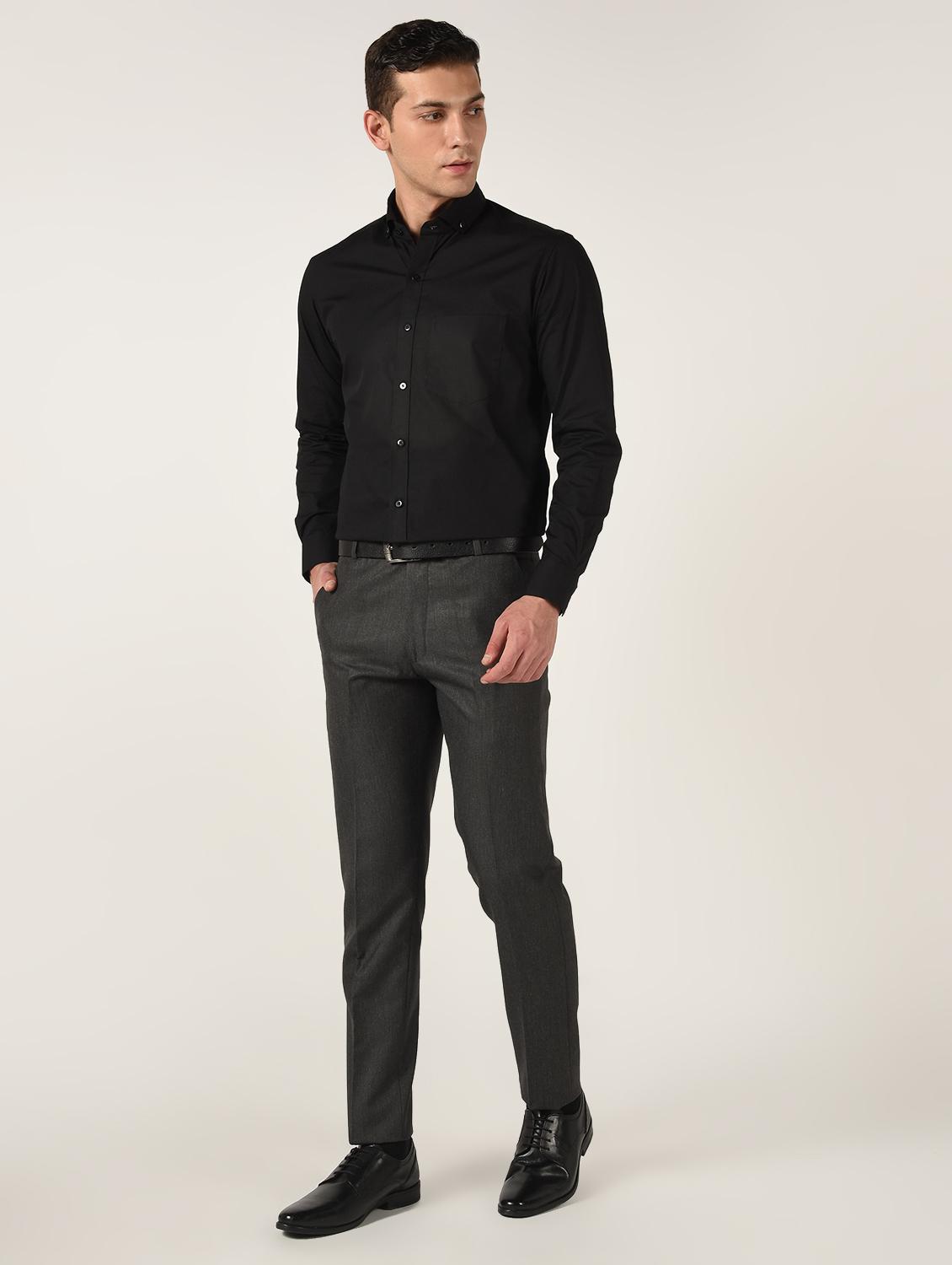 grey textured flat front formal trouser - 16709819 - Zoom Image - 4