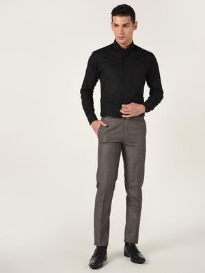 brown textured flat front formal trouser - 16709824 - Standard Image - 4
