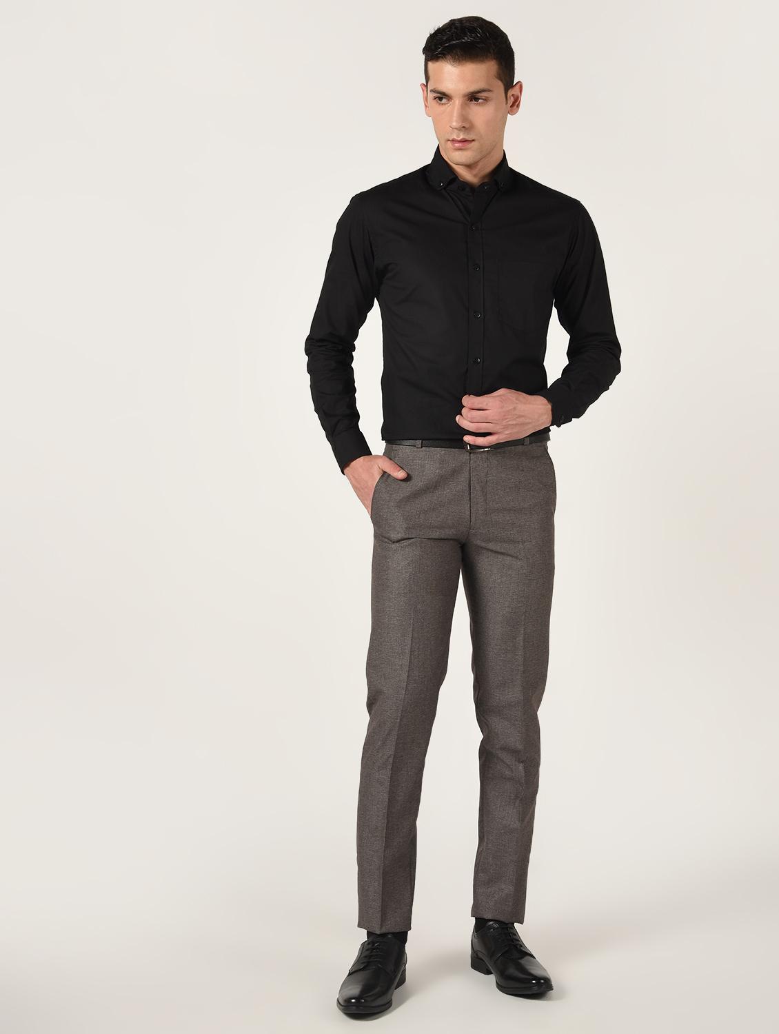 brown textured flat front formal trouser - 16709824 - Zoom Image - 4
