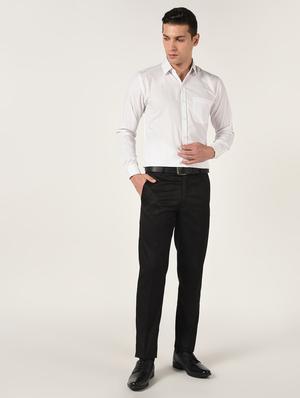 black solid flat front formal trouser - 16709825 - Standard Image - 4