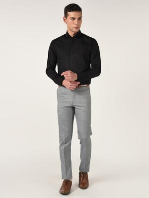 grey textured flat front formal trouser - 16709827 - Standard Image - 4