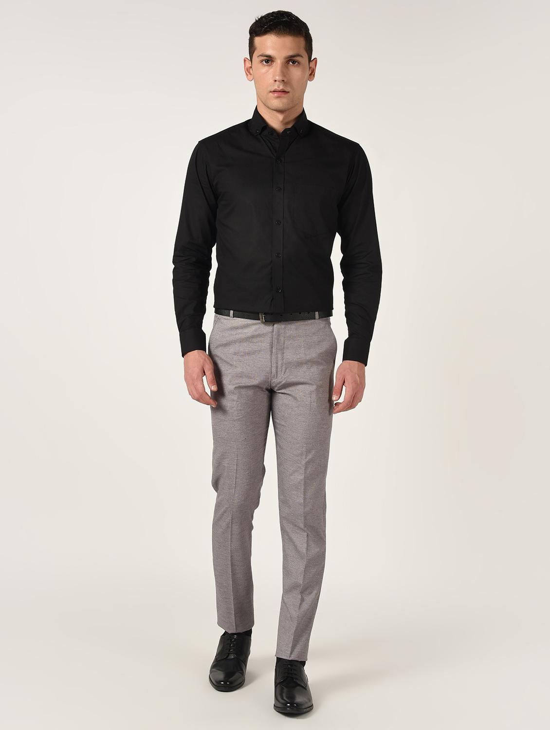 brown textured flat front formal trouser - 16709828 - Zoom Image - 4