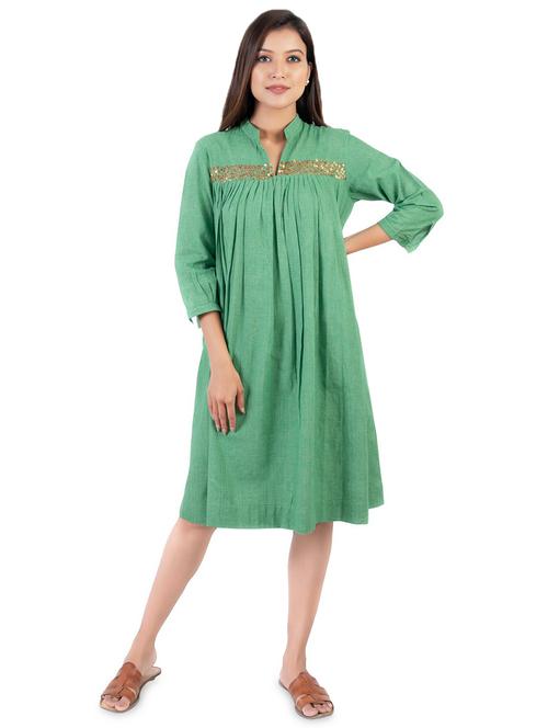 embellished detail gathered shift dress - 16711133 - Very Small Image - 1