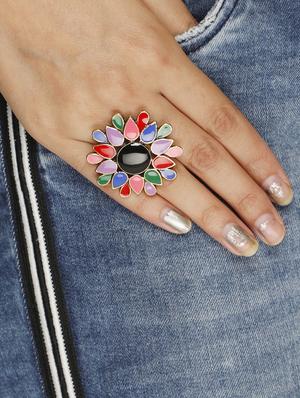 multi colored gold plated finger ring - 16711141 - Standard Image - 4