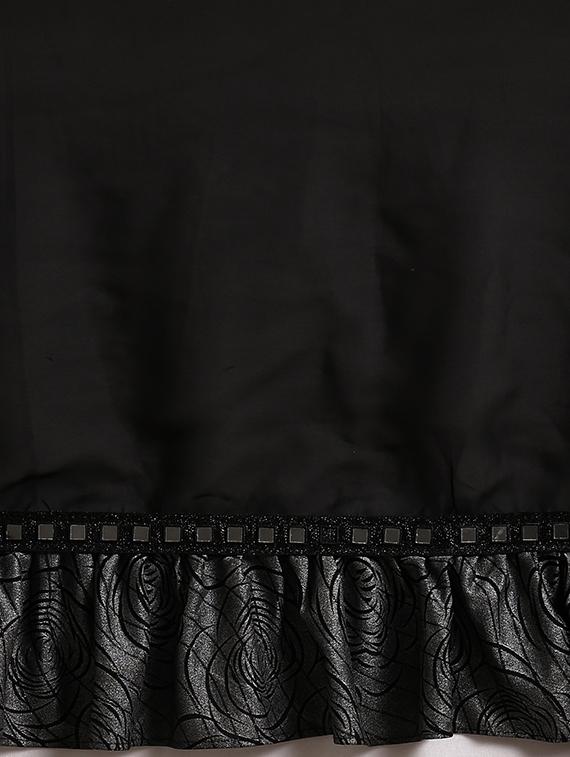 solid fusion ruffled saree with blouse - 16711648 - Zoom Image - 4