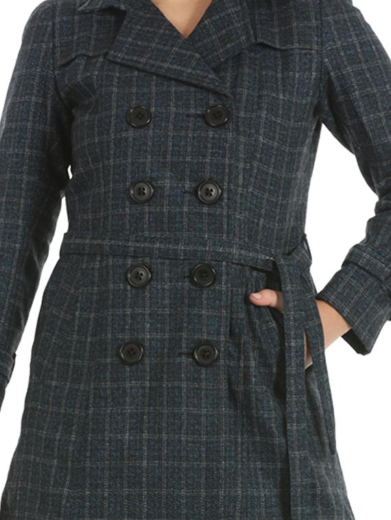 tie front lapel neck coat - 16711772 - Zoom Image - 4