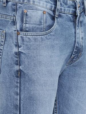 blue light washed distressed denim jeans - 16711802 - Standard Image - 4