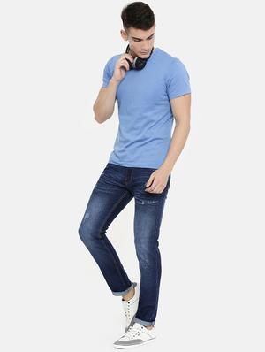 navy blue light washed ripped denim jeans - 16711803 - Standard Image - 4