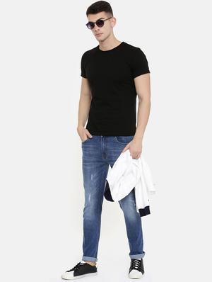 navy blue light washed ripped denim jeans - 16711806 - Standard Image - 4