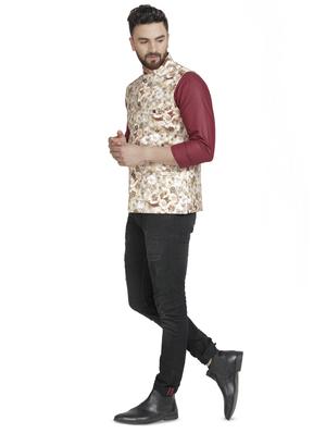 grey floral printed nehru jacket - 16712164 - Standard Image - 4