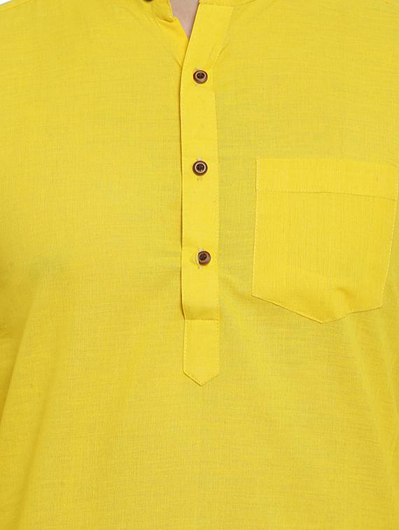 yellow solid long kurta - 16712276 - Zoom Image - 4