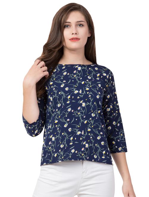 boat neck floral top - 16712331 - Standard Image - 1
