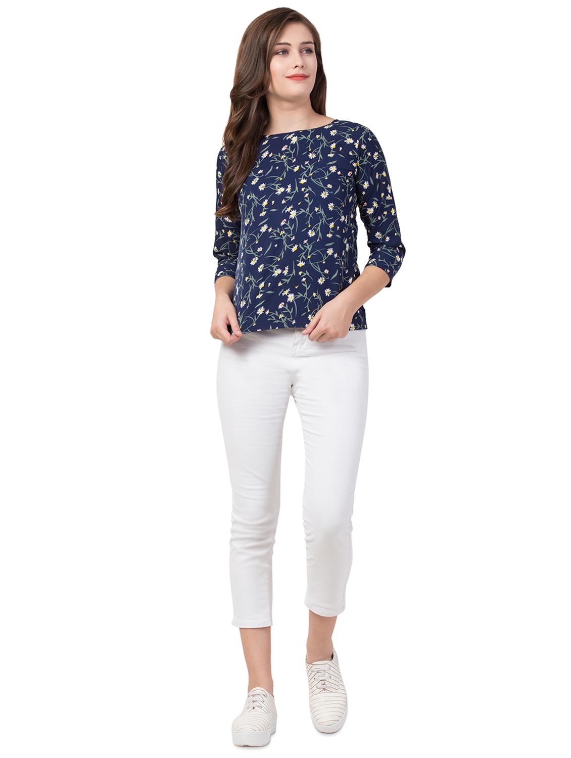 boat neck floral top - 16712331 - Zoom Image - 4