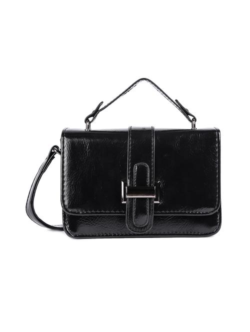black leatherette (pu) regular sling bag - 16712579 - Standard Image - 1